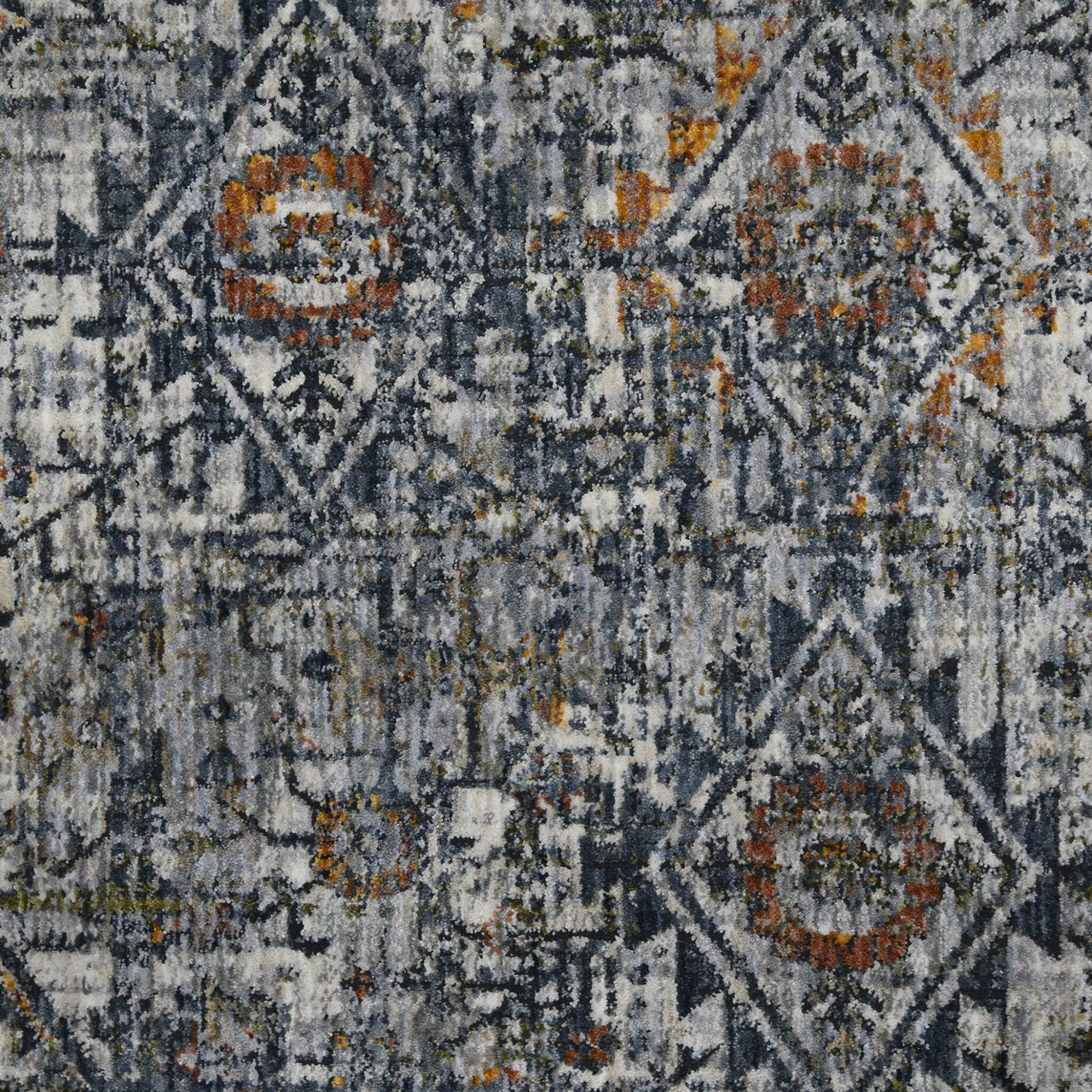 8' X 10' Ivory Navy and Orange Oriental Power Loom Area Rug