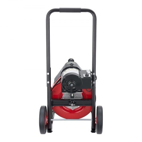Drain Cleaner Machine 50 FT x 3/8 Inch, Auto Feed Sewer Snake Auger on Wheels, Portable Drain Cleaning Machine with 4 Cutters & Air-activated Foot Switch for 2" to 4" Pipes