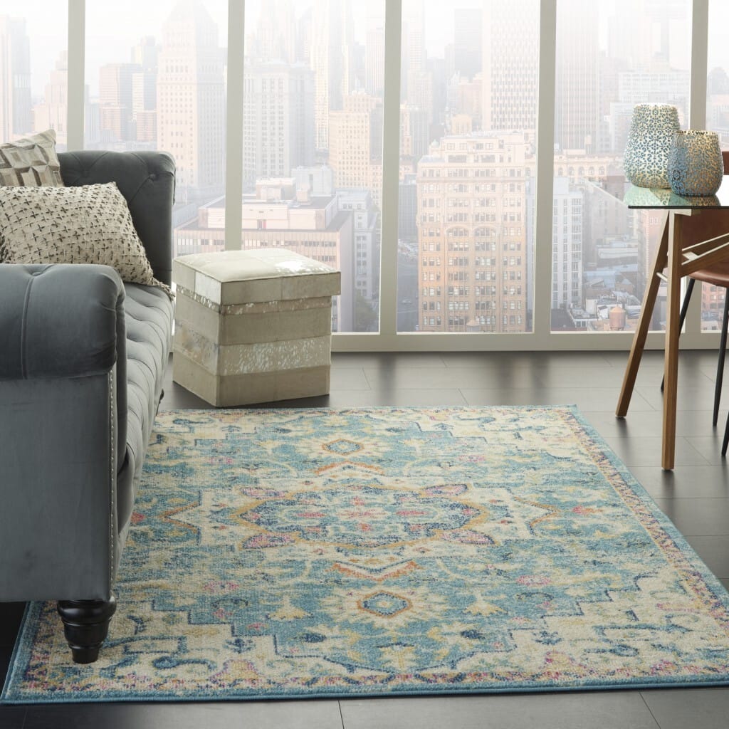 4' X 6' Blue And Ivory Dhurrie Area Rug