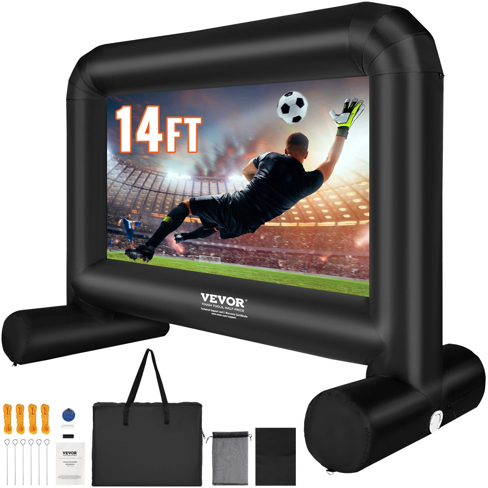 Inflatable Movie Screen, 14 FT Inflatable Projector Screen for Outside with Blower and Carrying Bag, Front/Rear Projection, Oxford Fabric Blow Up Screen for Outdoor Parties Backyard Movie Night