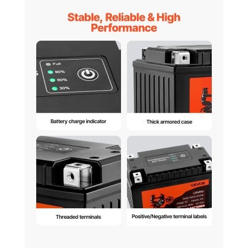 Motorcycle Battery, 12 Volt 4Ah, LiFePO4 Lithium Pre-Charged Powersports Battery, Maintenance Free & High Performance, Compatible with ATV, Motorcycle, Jet Skis, Scooter, UTV, and More