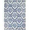 5' X 7' Blue And Ivory Floral Dhurrie Area Rug