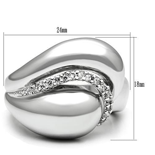3W227 - Rhodium Brass Ring with AAA Grade CZ in Clear