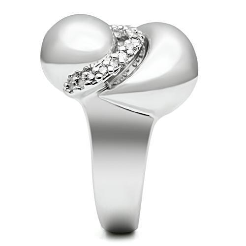 3W227 - Rhodium Brass Ring with AAA Grade CZ in Clear