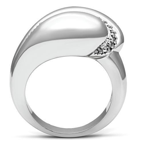 3W227 - Rhodium Brass Ring with AAA Grade CZ in Clear