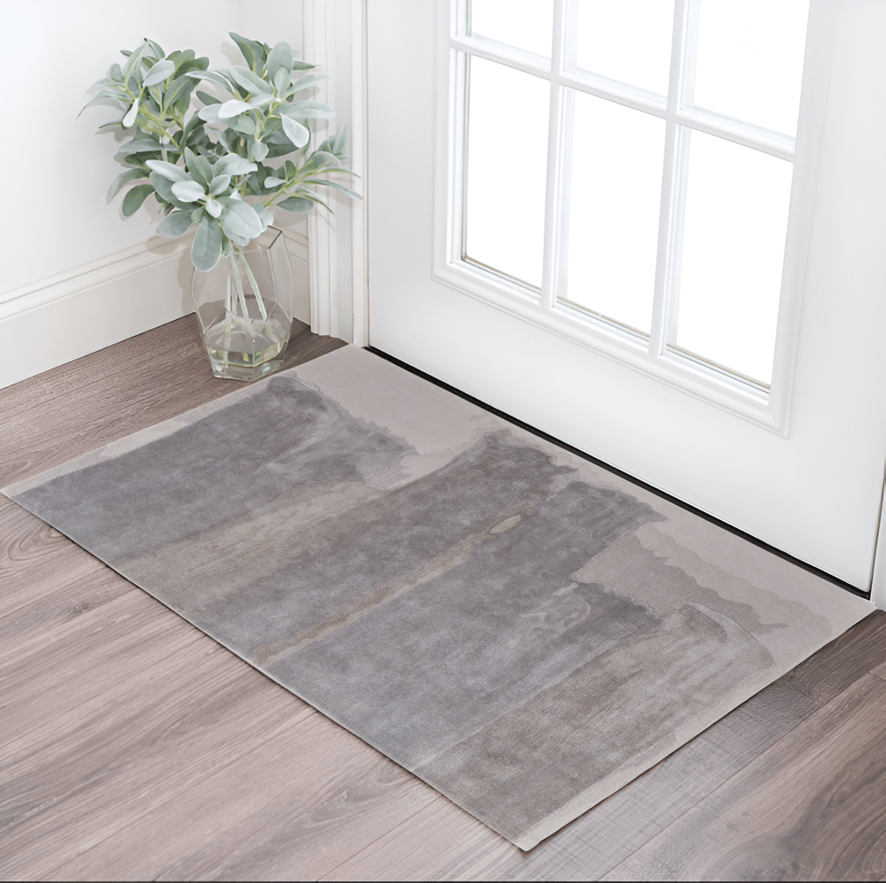 2' X 3' Gray and Ivory Abstract Hand Tufted Area Rug