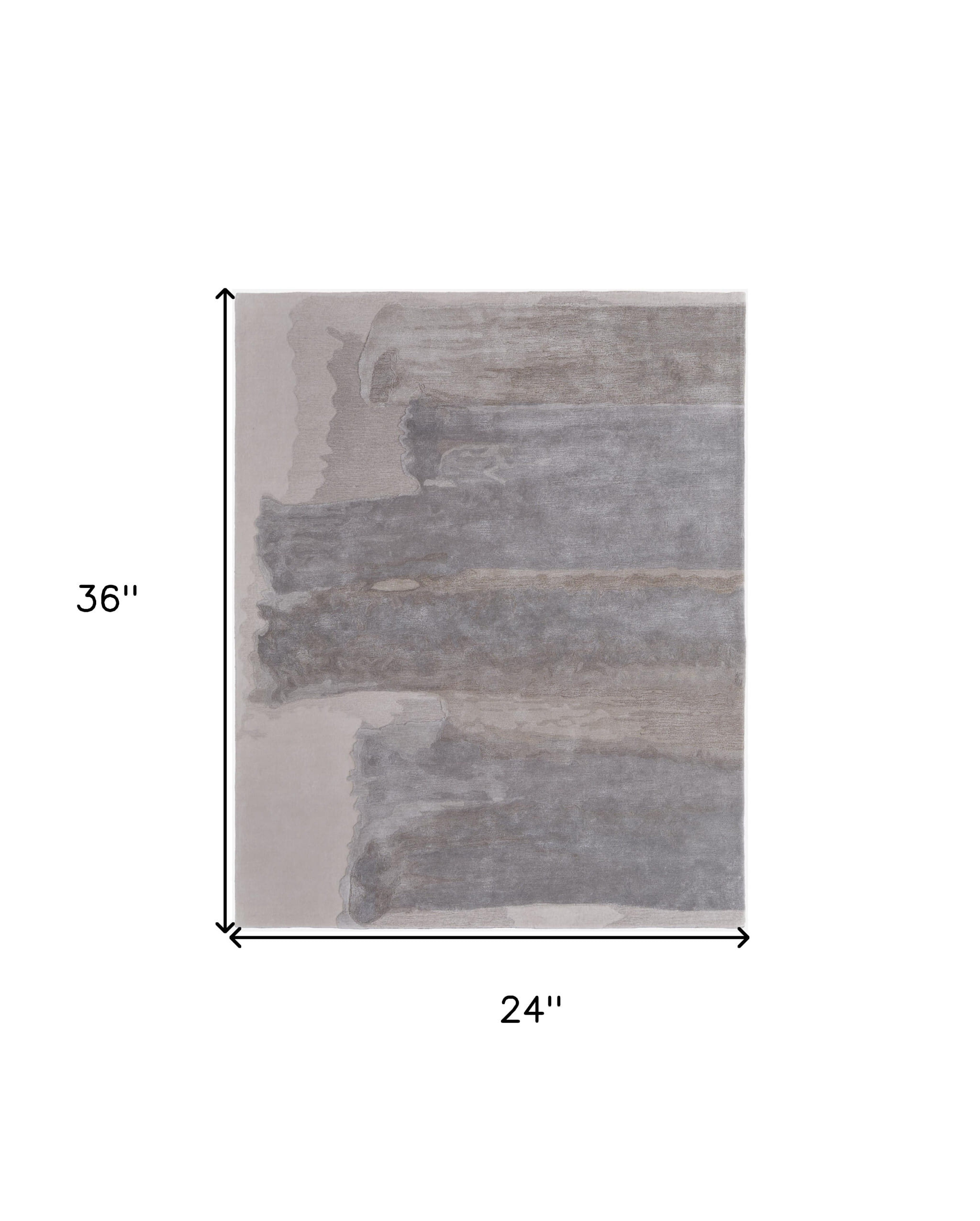 2' X 3' Gray and Ivory Abstract Hand Tufted Area Rug
