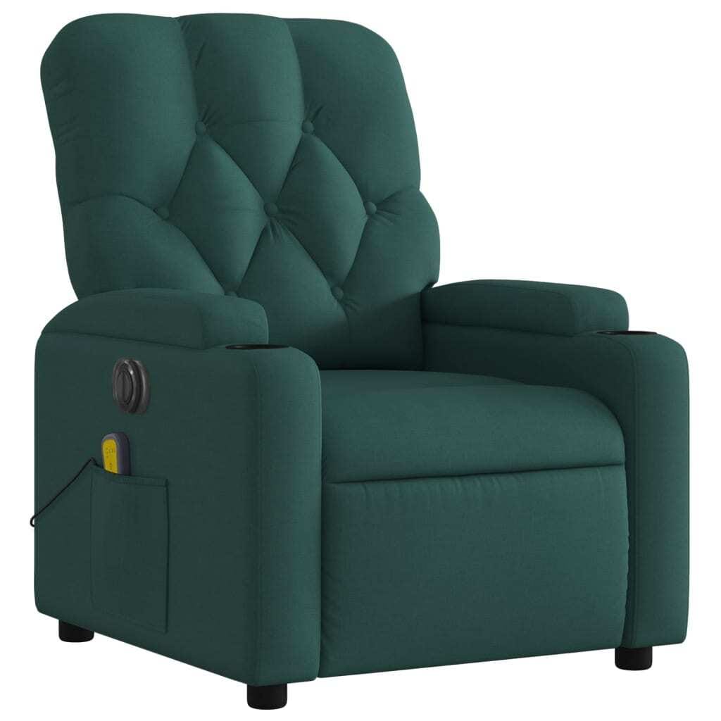 Electric Massage Recliner Chair Dark Green Fabric