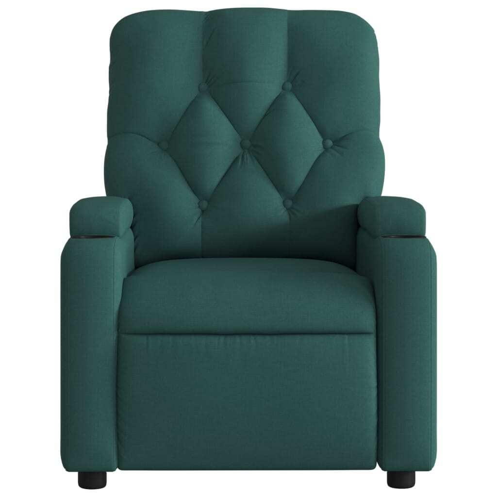 Electric Massage Recliner Chair Dark Green Fabric
