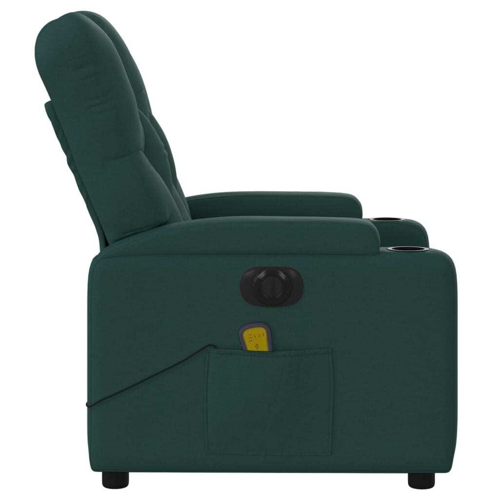 Electric Massage Recliner Chair Dark Green Fabric