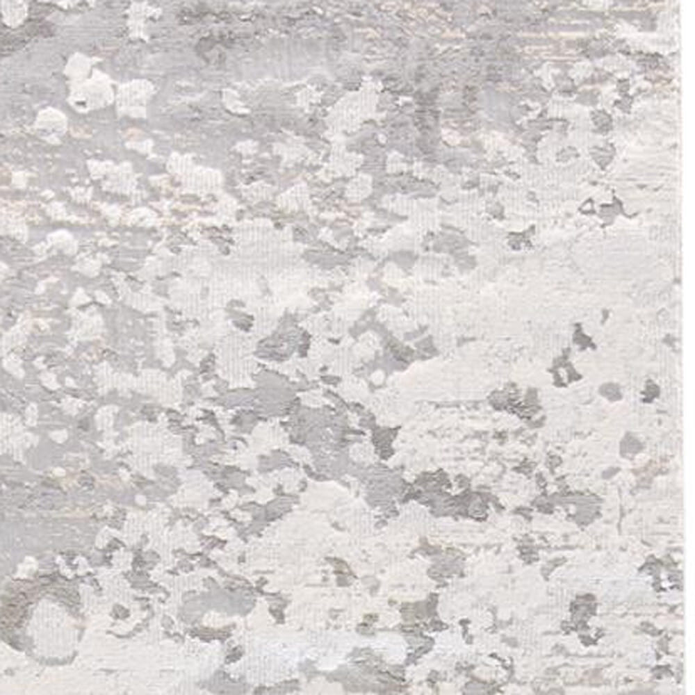 8' Gray and Silver Abstract Power Loom Runner Rug