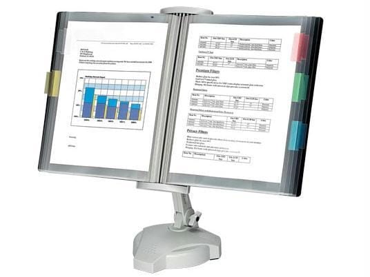 Keeps reference materials accessible. features adjustable viewing height and ang