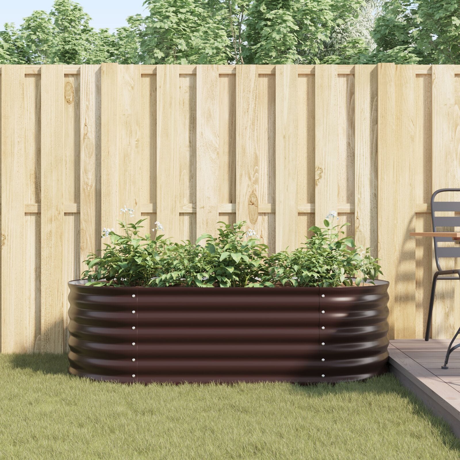 Raised Bed Brown 62.99 x 31.50 x 17.32 in Steel