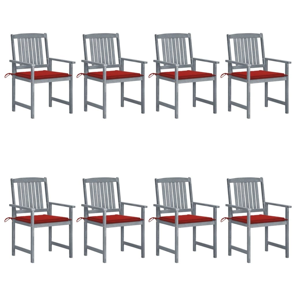 Patio Chairs with Cushions 8 pcs Solid Acacia Wood Gray