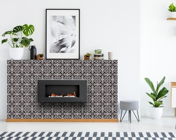 6" X 6" Black And White Orchid Peel And Stick Removable Tiles