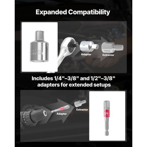 Screw Extractor Set, 27 Pieces Hex Head Multi-Spline Easy Out Bolt Extractor Tool, with Adapters, Solid Storage Case, Cr-Mo Steel Stripped Bolt Remover for Removing Rounded, Broken Bolts, Screws