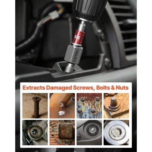Screw Extractor Set, 27 Pieces Hex Head Multi-Spline Easy Out Bolt Extractor Tool, with Adapters, Solid Storage Case, Cr-Mo Steel Stripped Bolt Remover for Removing Rounded, Broken Bolts, Screws