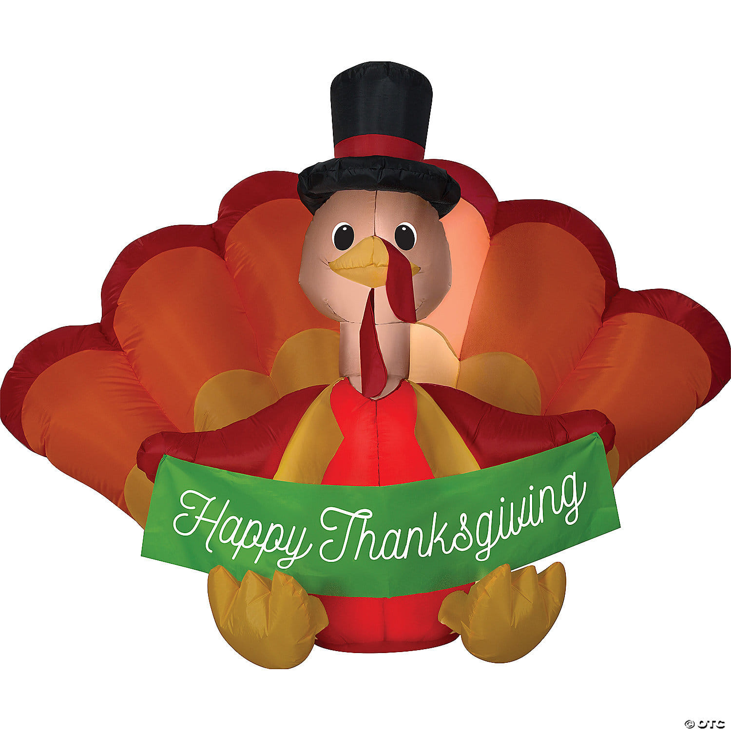 54inch Blow Up Inflatable Turkey with Banner and Built In LED Lights Outdoor Yard Decoration