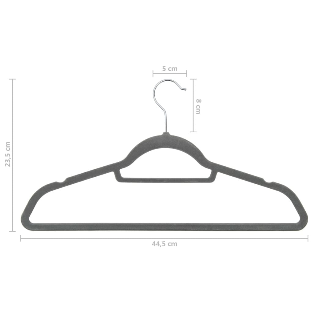 50 pcs Clothes Hanger Set Anti-slip Gray Velvet