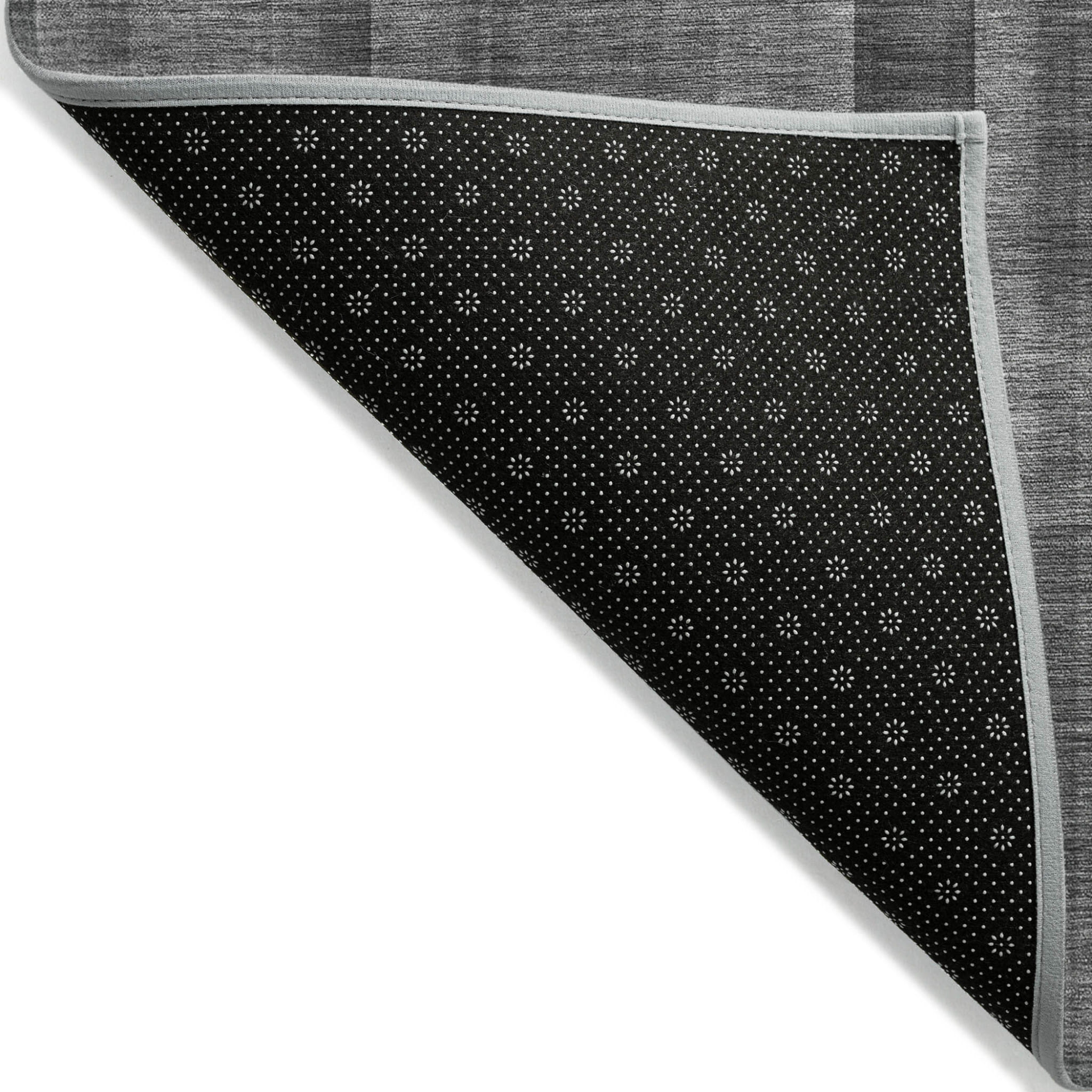 8' Runner Gray Plaid Washable Non Skid Indoor Outdoor Runner Rug