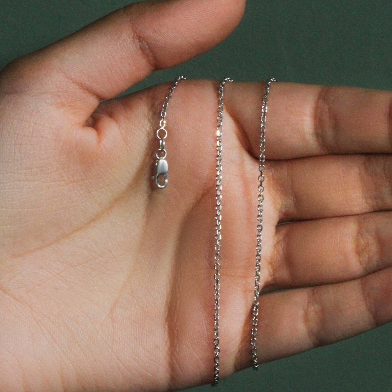 18k White Gold Diamond Cut Cable Link Chain (1.40 mm)