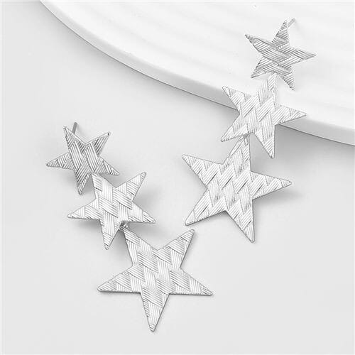 Vintage Pentagrams Pendant Punk Style Alloy Earrings - Silver