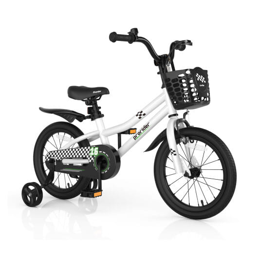 16 Inch Kids Bike with Removable Training Wheels-Black & White - Color: Black & White - Size: 16 inches