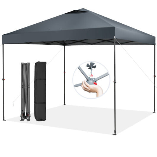 10 x 10 Feet Foldable Outdoor Instant Pop-up Canopy with Carry Bag-Gray - Color: Gray