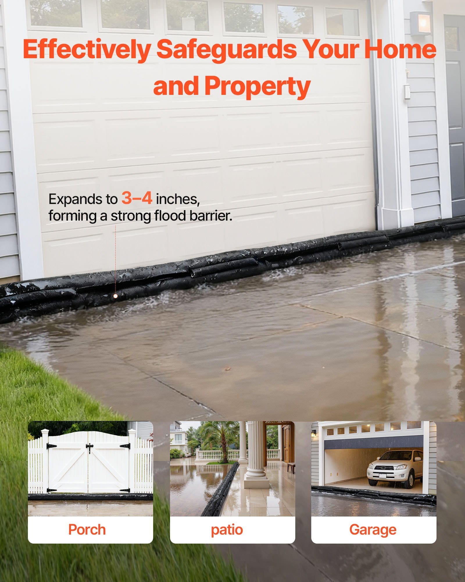 Flood Barrier, 8 Pack, 1.6 x 1.4 ft Flood Bags Activated by Water, Reusable Water Absorbent Barrier, Sandless Sandbags Blockage, Flooding Prevention Bags for Home, Doorway, Basement, Garage