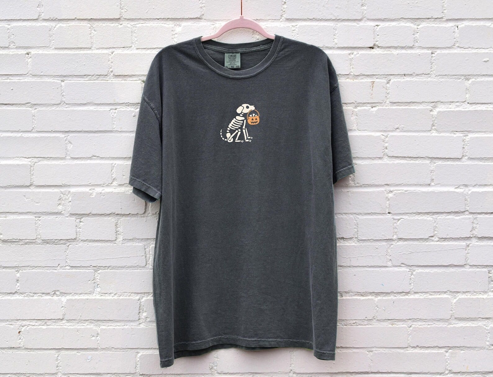 Halloween Shirt Skeleton Dog With Pumpkin Shirt Spooky Season Tee Fall Shirt Oversized Tshirt Comfort Colors