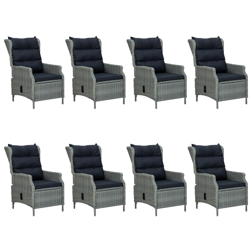 9 Piece Patio Dining Set with Cushions Poly Rattan Light Gray