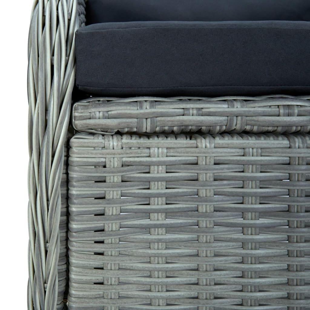 9 Piece Patio Dining Set with Cushions Poly Rattan Light Gray