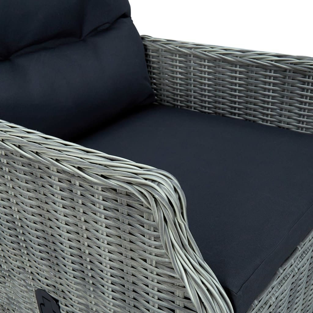9 Piece Patio Dining Set with Cushions Poly Rattan Light Gray