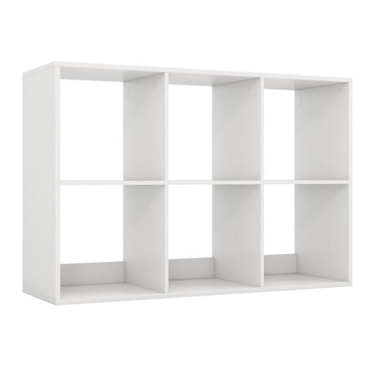 6 Cube Bookshelf with Back Guardrail for Living Room Bedroom-White - Color: White