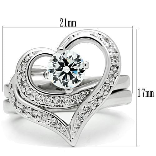 3W220 - Rhodium Brass Ring with AAA Grade CZ in Clear