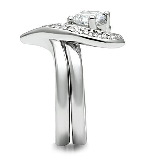 3W220 - Rhodium Brass Ring with AAA Grade CZ in Clear
