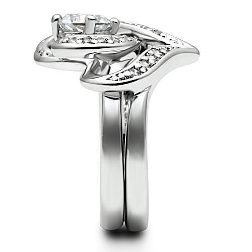 3W220 - Rhodium Brass Ring with AAA Grade CZ in Clear