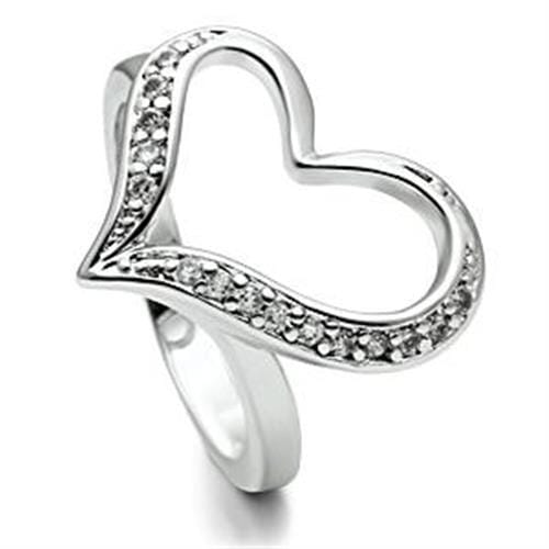 3W220 - Rhodium Brass Ring with AAA Grade CZ in Clear