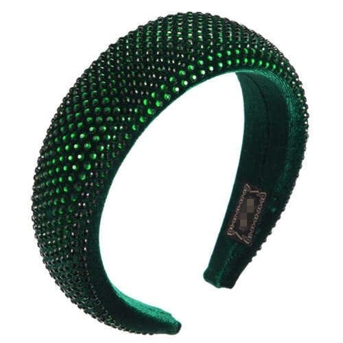 Resin Beads All-over Decorated Solid Color Bold Fashion Women Hair Hoop - Green