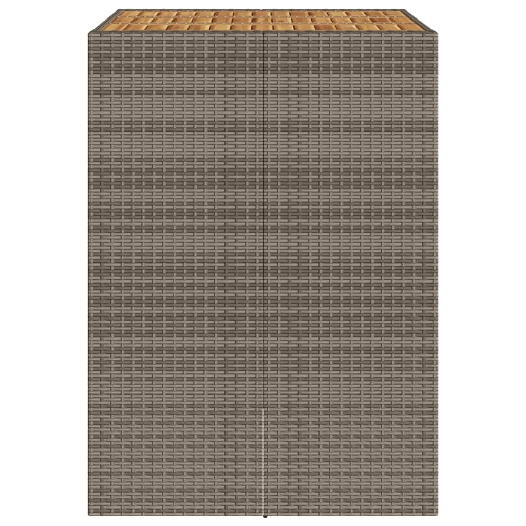 Patio Bar Table with Acacia Wood Top Gray 41.3"x31.5"x43.3" Poly Rattan