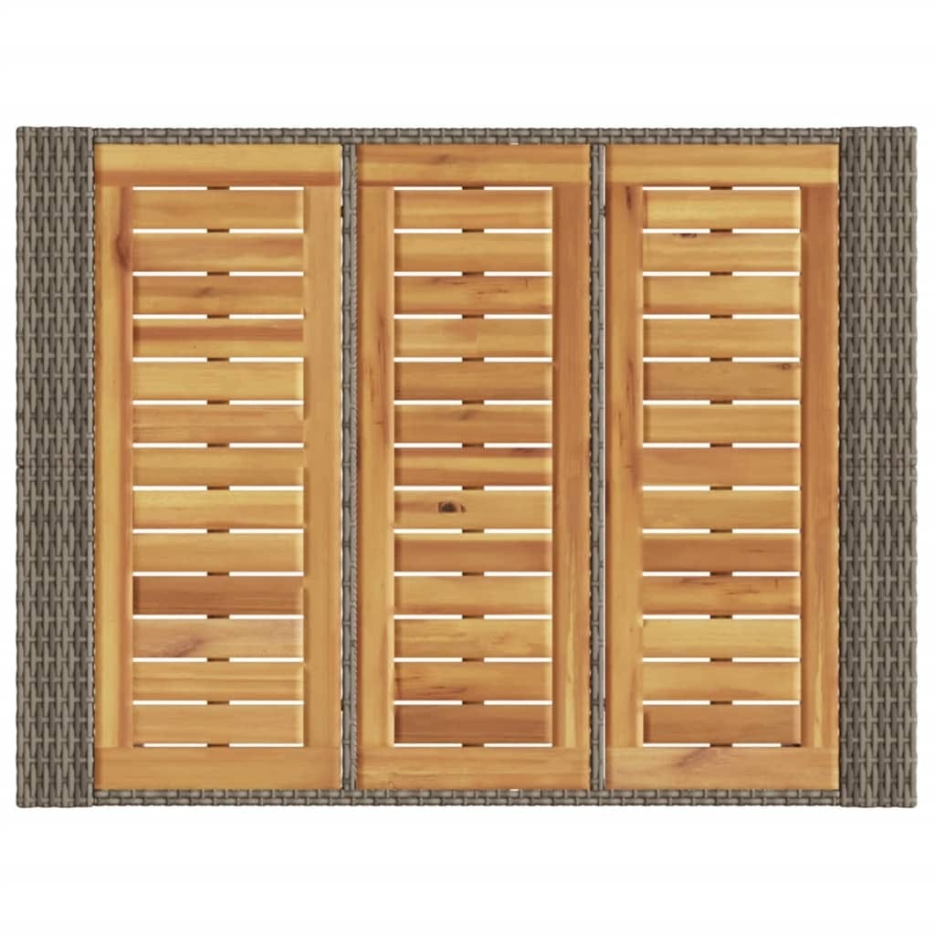 Patio Bar Table with Acacia Wood Top Gray 41.3"x31.5"x43.3" Poly Rattan