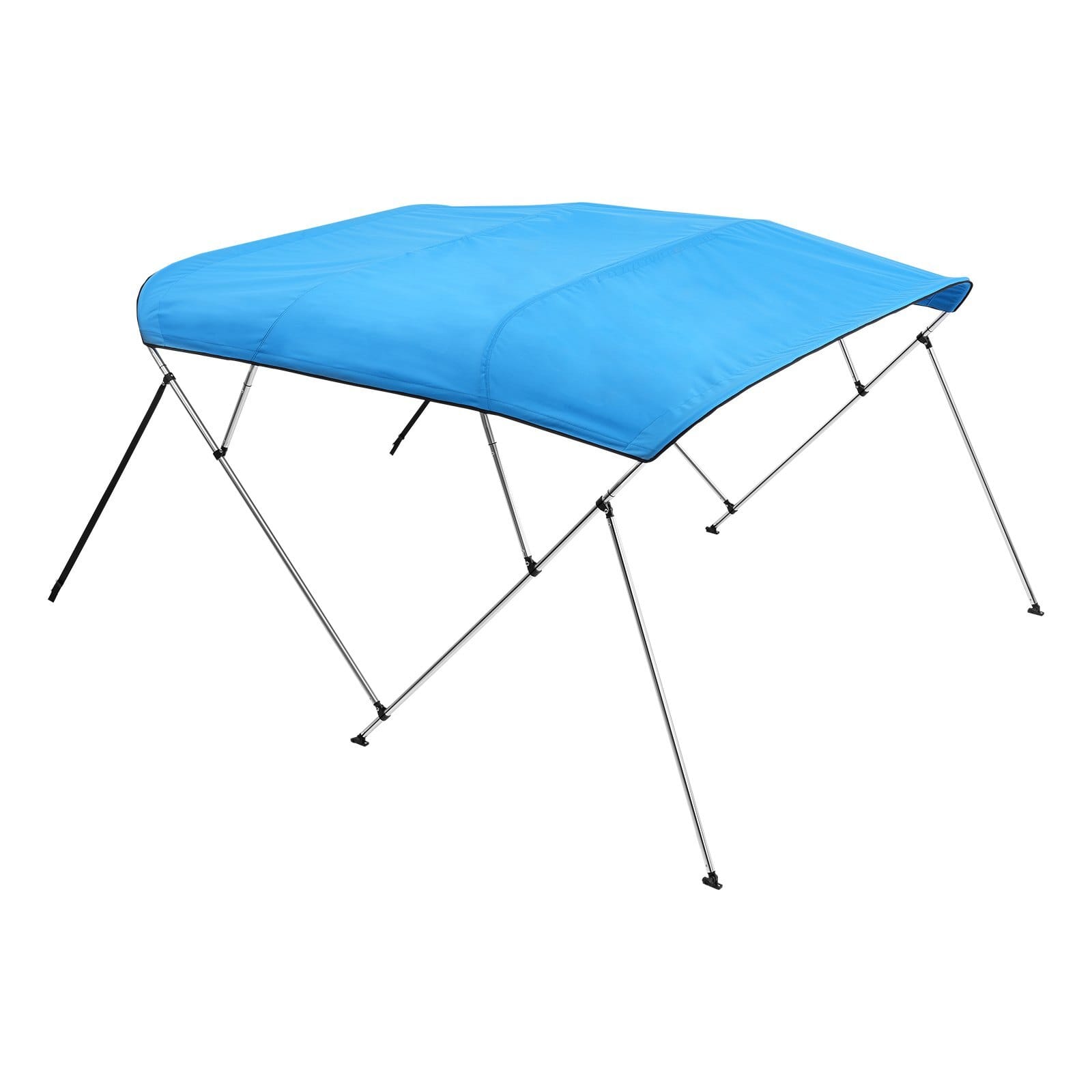 4 Bow Boat Bimini Tops, 600D Polyester Canopy with Aluminum Alloy Frame, Waterproof & Sun Shade Boat Awning Canopy with Storage Bag, 2 Support Poles, 4 Straps, 8'Lx(91"-96")Wx54"H, Pacific Blue