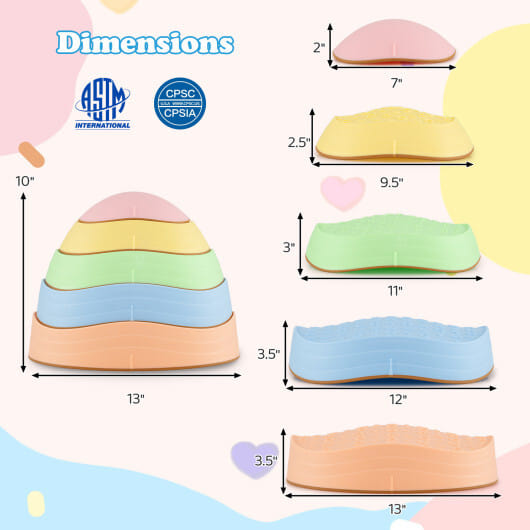 Stepping Stones for Kids 5 PCS Non-Slip Balance Stones with Storage Bag-Macaron - Color: Macaron