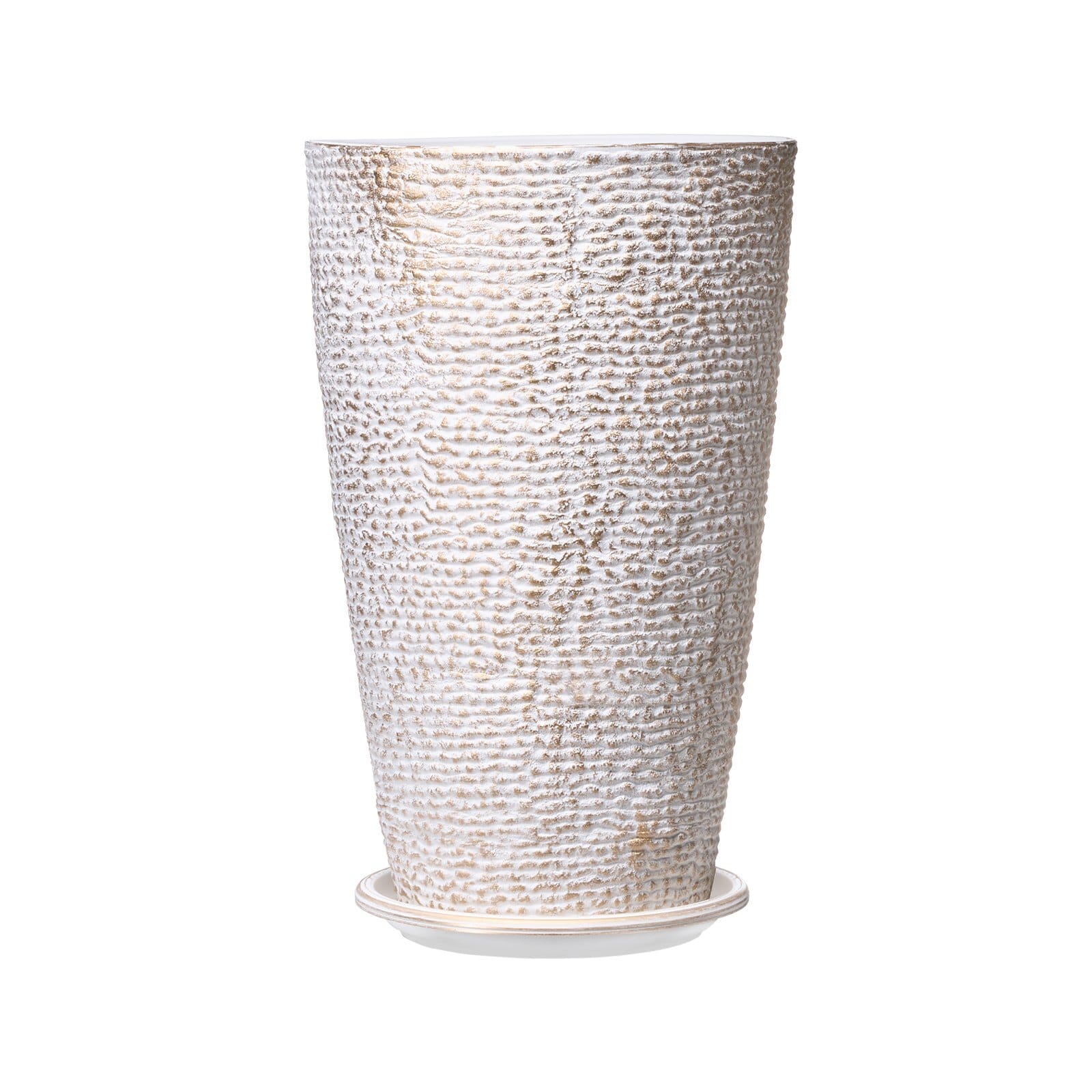 Set of 2 Tall Outdoor Planters 21"H, Round Large Planters For Front Porch and Patio, Stone Finish Flower Tree Plant Pots