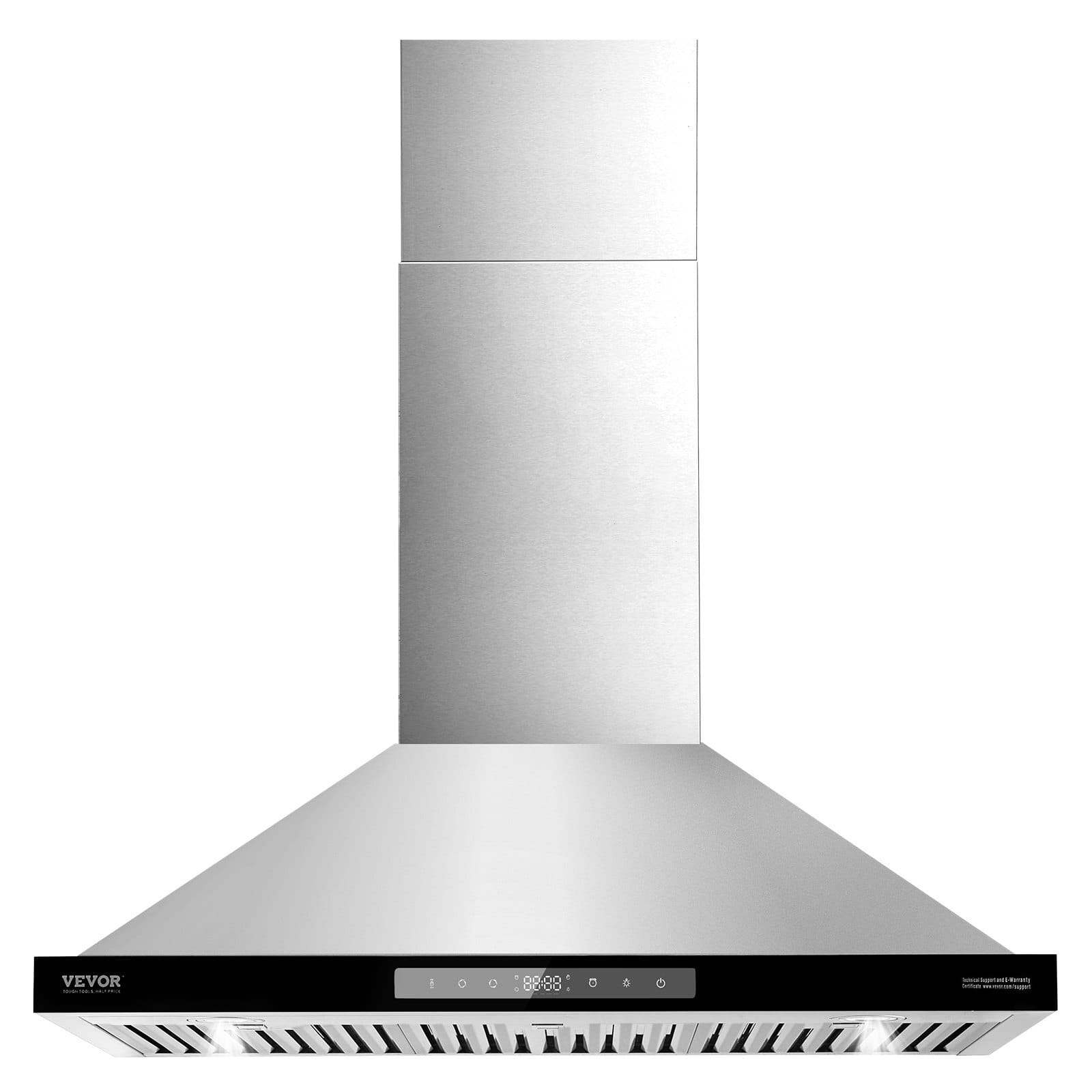 Wall Mount Range Hood, 36 inch Chimney-Style Ceiling Mount Vent, 800 CFM Stainless Steel Kitchen Stove Hood with Gesture & Touch Control, LED Light, Baffle Filters, Ducted/Ductless Convertible