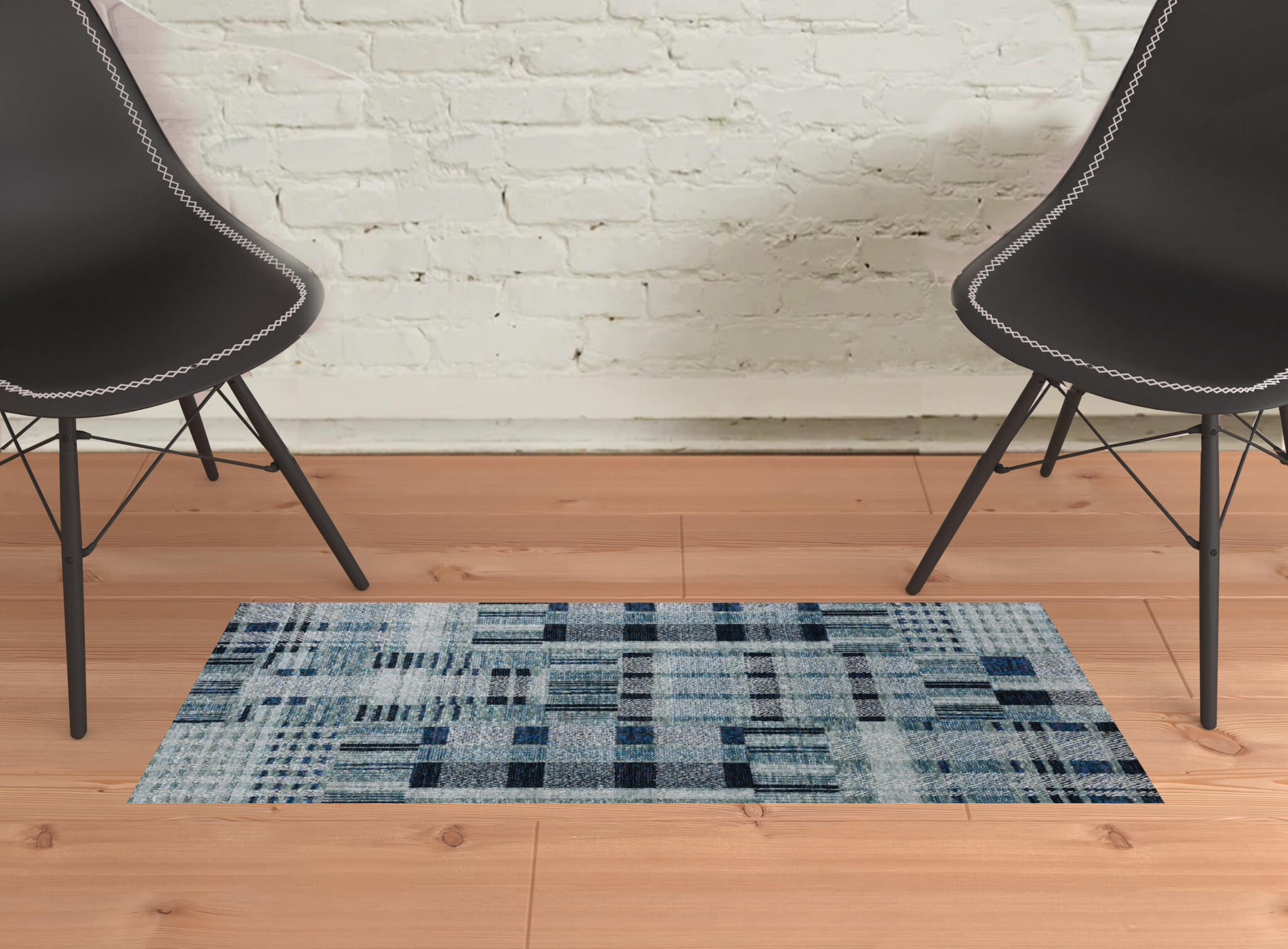 2' X 3' Blue Geometric Power Loom Area Rug