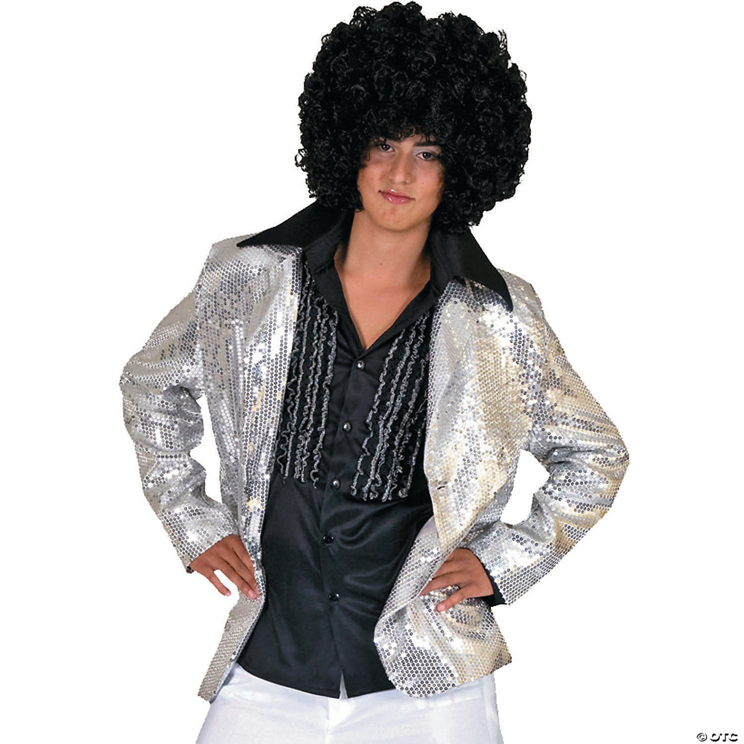 Men s Silver Disco Jacket Costume Extra Large