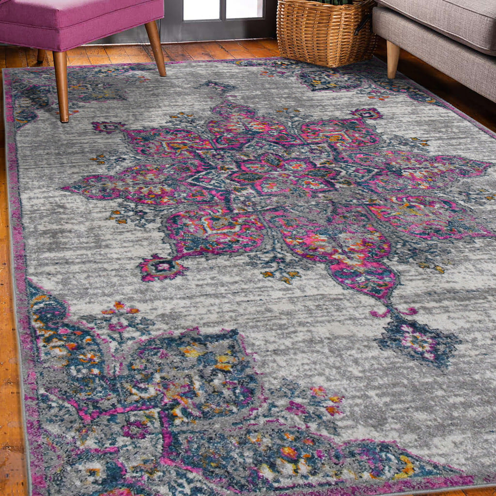 8' X 11' Pink Medallion Power Loom Area Rug