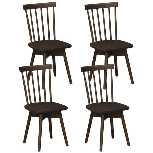 Windsor Dining Chairs Set of 4 Mid Century Rubber Wood Kitchen Chairs with Swivel Seat-Walnut - Color: Walnut