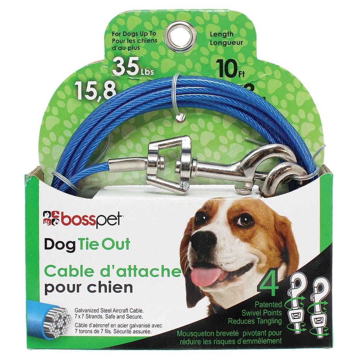 Boss Pet Medium Dog Twin Swivel Vinyl Coated Tie Outs 15 ft